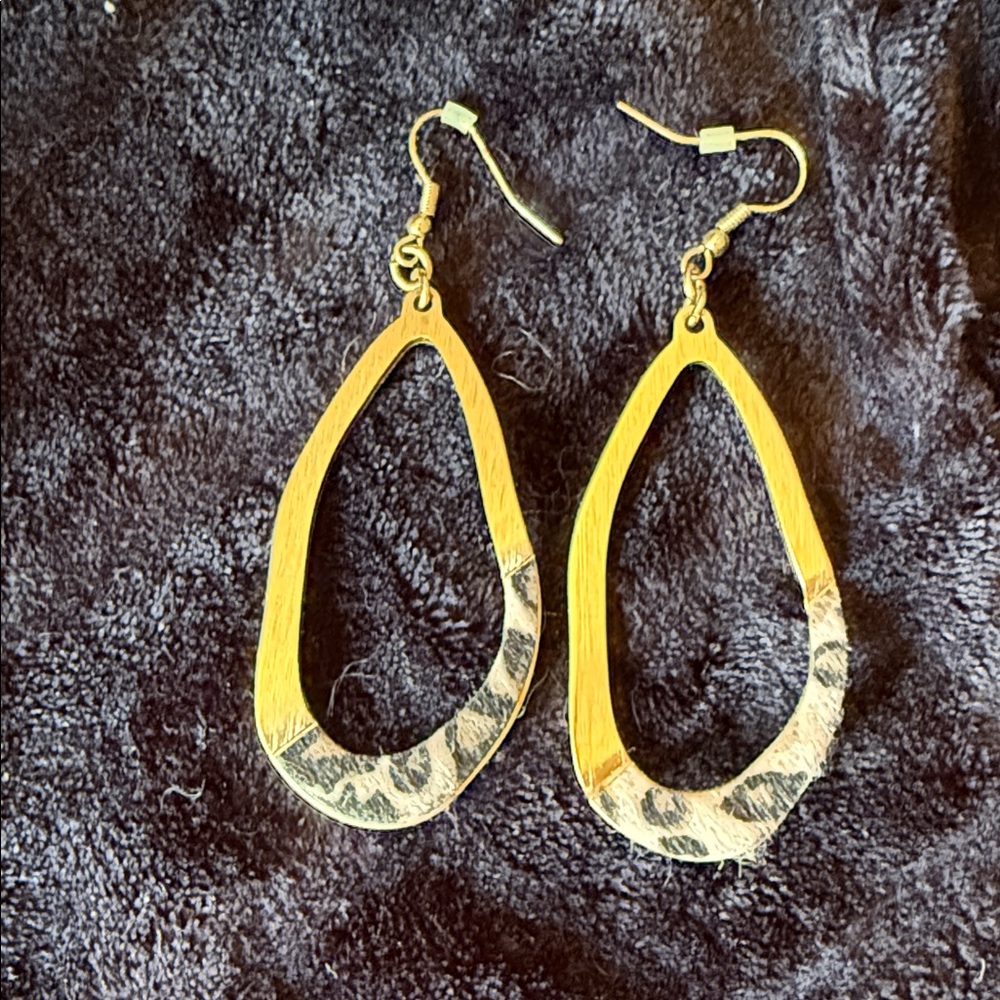 Park Lane Gold Teardrop Dangle Earrings with Brushed Accent